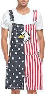 [Yuanbang] Flag Overalls and American Overalls with Eagle Embroidery, American Flag Bibs and American Flag Shorts for Men and Women