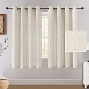 Smarcute Sheer Curtains for Bedroom/Living Textured Linen Semi-Sheer Curtains Eyelet 160cm Drop Window Curtain & Drapes Light Filtering Provide Privacy (Sold Pair, Each Piece W132cm x D160cm，Ivory)