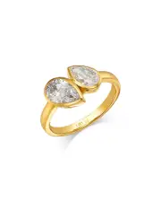 Moon & Meadow Pear Duo Bezel Set Lab Grown Diamond Ring in 14K Yellow Gold, 1.75 tcw