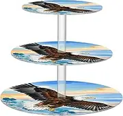 miaozhen Ink Painting Egal Bird Transparent Circular Tray Spill-Proof Three-Layer Display Trays Bathroom Bases Para Cupcakes