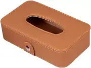 Car Tissue Holder, PU Leather Car Tissue Box with Clips, Durable Car Tissue Box