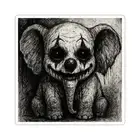 Sticker Macabre Elephant Clown Makeup Horror Ink Art 2x2 3x3 4x4 6x6