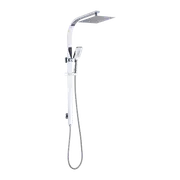 WELS 10" Rain Shower Head Set Square Dual Heads High Pressure with Handheld in Chrome