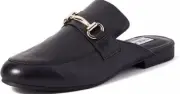 NEW Steve Madden Women's Black Galilea Slip On Mule Shoes Leather Size 9 M Flats