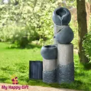 Gardeon Solar Fountain Water Feature Bird Bath Outdoor Garden LED Lights 3-Tier