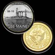U.S. United States Navy | USS Maine BB-10 | Military Gold Plated Challenge Coin