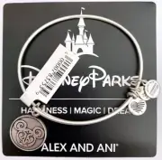 New Disney Parks Alex And Ani Mickey Filigree Icon Silver Charm Bangle Bracelet