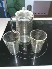 NEW Teavana Insulated Ice Tea Pitcher Glasses Double Walled Cup Clear Party