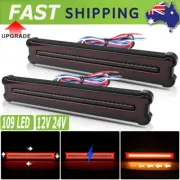 2x 109 LED Tail Light Stop Flowing Turn Signal 12V 24V Trailer Truck Caravan Ute