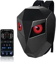 Bewinner LED Carbon Fibre Motorcycle Backpack - 3D Hard Shell Motorcycle Backpack with Programmable Digital Screen, Waterproof Riding Helmet Bag for Outdoor Use