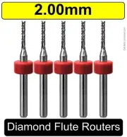 2.0mm Router Bit Carbide Diamond Flutes FIVE Pieces G10 FR4 PCB CNC 2.00mm R138