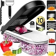 All-in-1 Vegetable Chopper Cutter (Upgrade), Premium Onion Veggie Chopper Dicer, Premium Food Salad Chopper, Mandoline Slicer Grater, top Kitchen Tools & Gadgets, 1.2L BPA-Free Container with Peeler