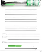 BLUEWING Hollow Spectra Threading Looping Splicing Needles Kit 21pcs Stainless Steel Fishing Rigging Needle Set, 6in