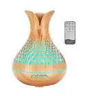 Essential Oil Aroma Diffuser and Remote - 500ml Vase Flower Wood Mist Humidifier