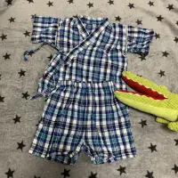 在飛比找蝦皮購物優惠-二手童裝 日本和服 小男童男寶 棉麻材質尺寸90 泡湯 泡溫