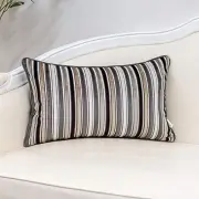 Striped Throw Pillow Cover Multicolor Velvet 20" x 12" (Pack of 1) Grey