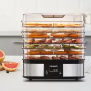 Devanti Food Dehydrator with 7 Trays - Silver Stainless Steel LCD Casing New