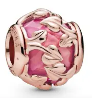 Pandora Rose Decorative Leaves Charm with Synthetic Pink Sapphire - 788238SSP