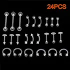 24x Clear Color Belly Navel Tongue Lip Rings Bars Studs Body Piercing Jewelr-@-