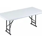 Correll 17-27"H Adj. Heavy Duty Plastic Blow-Molded Folding Table Gray Granite