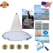 9ft Radius Tangle Free Casting Net for Bait Fishing – Durable Nylon Mesh
