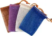 Mikinona Travel-friendly 4pc Soap Bag Set Sturdy Nylon Bubble Net Foaming Net Pouch Quick Drying Exfoliating Scrubbers