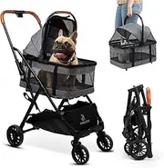 Pet Stroller with Detachable Carrier - Ideal for Small to Medium Dogs & Cats - Compact & Convenient Design - Easy Assembly Pet Stroller for Cats, Dog Strollers for Small Dogs - Metallic Gray