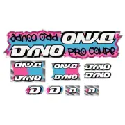 DYNO - 1988 PRO COMPE - Pink Blue on chrome decal set - old school bmx