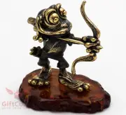 Solid Brass Amber Figurine of Archer Frog with a bow IronWork