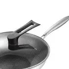 AU (with Cover And Ears)Stainless Steel Wok Pan Double Sided Honeycomb 3 Layer P