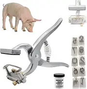 Ear Tagging Tool for Animal, Portable Livestock Tagging Plier with 0 to 9 Digits, Pigs Tattoo Kit with Tattoo Ink, Professional Ear Tag Applicator, for Animal Identification(4 Digit)