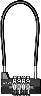 Newest 4 Digit Combination Padlock, Resettable Padlock with Steel Cable Rope, Ou