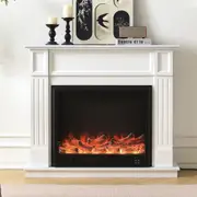 Clarendon 30" Electric Fireplace Heater White Mantel Suite – Smartphone Control