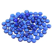 67pcs Fire Glass Beads for Fire Pit, Flat Marble Beads (2/3"-3/4") Blue
