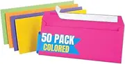 1InTheOffice EasyClose Neon Brights Color Envelopes, #10, Assorted, 4 1/8"H x 9 1/2"W, 50/Pack (Assorted Neon Brights)