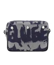 Alexander McQueen Graffiti-Logo Pattern Shoulder Bag One size Black