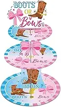 Keluna Gender Reveal Party Decorations - 3 Tier Boots or Bows Gender Reveal Cupcake Stand, He or She Party Supplies Cake Dessert Holder