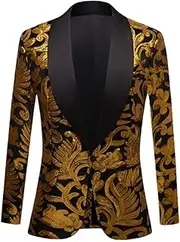 [Generic] Men's Fashion Sequins Shawl Lapel Blazers Wedding Groom Prom Dress Jackets Single Button Suit Jacket