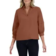 Foxcroft Frankie Poplin Shirt in Macchiato at Nordstrom, Size Medium