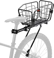 ANGGOER Bike Cargo Rack with Rear Back Basket, Bicycle Carrier Rack Bike Rear Rack - Quick Release & Adjustable, Aluminum Alloy Bike Back Rack with Free Bungee Cord & Waterproof Cover