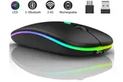 Wireless Mouse 2.4G Bluetooth Mouse Rechargeable Silent Mouse USB & Type-c Receiver Dual Mode LED Mouse Laptop Mouse for Computer MacBook iPad iPhone