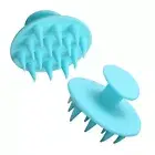 2pcs Blue Hair Shampoo Brush Head Scrubber Soft Silicone Wet Dry Scalp Massager