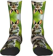 [EdWal] Soft Bunny Rabbits print Moisture Wicking Socks Sports Socks for Men and Women Warm thermal Boot Hiking Socks