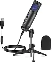 Fantech PC USB Microphone RGB Light with Adjustable Tripod Recording Condenser Computer Microphone (MCX01)