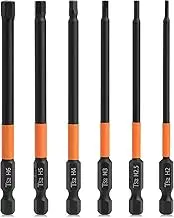 KEWAYO 6Pcs Impact Hex Head Allen Wrench Drill Bit Set, S2 Steel Hex Bits Set H2-H6 1/4 Inch Quick Release Shank Magnetic Screwdriver Bits Set(3.93 Inch / 100mm Length)