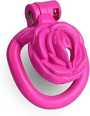 BDSM 3D Resin Labia Penis Cage, Male Bondage Chastity Cage with 4 Cock Rings, Chastity Belt Set SM Chastity Cage Cock Cage Pussy Sex Toy for Men(Pink Rosa)