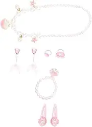 [WOFASHPURET] Boys and Girls's Jewelry Collection Necklace Bracelet Ring Earring Hair Clip Shell Pearl Design