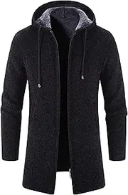 [Generic] Men's Long Full Zip Cardigan Hoodie Men Long Fleece Lined Cardigan Hoodies Full Zip Cardigan Sweater for Men