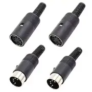 2 Sets Female + Male DIN Adapter Socket Audio AV Connector Black 5Pin