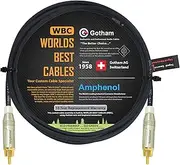 6 Foot - Gotham GAC-4/1 (Black) Star-Quad Center-Channel Subwoofer Cable with Amphenol ACPR-SWH Die-Cast, Gold Plated RCA Connectors – Directional